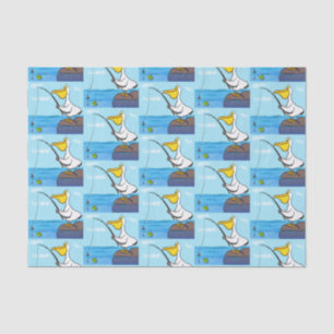 Funny fishing pelican cartoon tissue paper