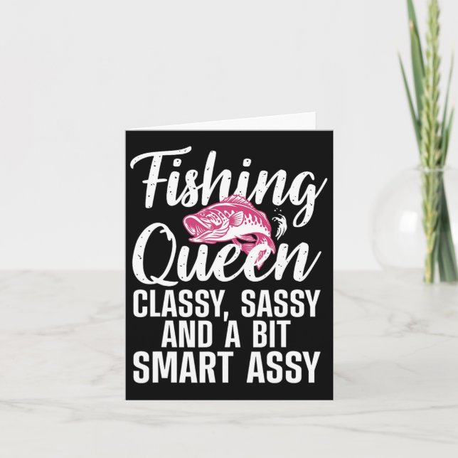 Funny Fishing Queen Design For Women Ladies Fishin Card (Front)