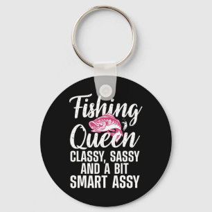 Funny Fishing Queen Design For Women Ladies Fishin Key Ring