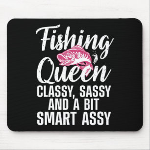 Funny Fishing Queen Design For Women Ladies Fishin Mouse Pad