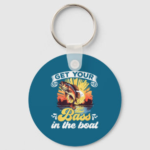 Funny Fishing Quote Hooked On B Fishing Key Ring