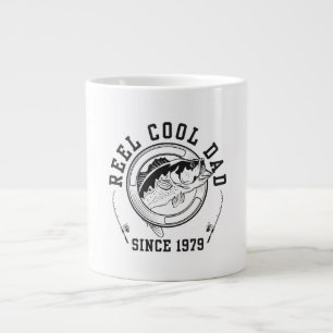 Funny Fishing Quote Reel Cool Dad Since 1979 Large Coffee Mug