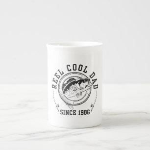 Funny Fishing Quote Reel Cool Dad Since 1986 Bone China Mug