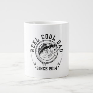 Funny Fishing Quote Reel Cool Dad Since 2014 Large Coffee Mug