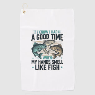 Funny Fishing Quote Vintage Engraving Vector Desig Golf Towel