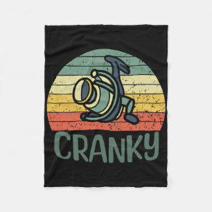 Funny Fishing Reel Pun Shirt For Cranky Fishermen Fleece Blanket
