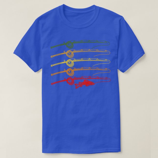 Funny Fishing Retro Vintage Tee Fishing Pole Gift  (Design Front)