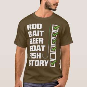 Funny Fishing Rod Bait Beer Boat (No) Fish Story T-Shirt