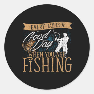 Funny Fishing Rod Fish - Fisherman  Classic Round Sticker