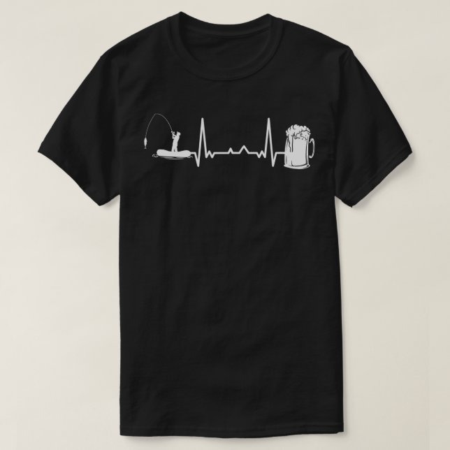 Funny Fishing Rod Fish  Heartbeat EKG Fisherman  T-Shirt (Design Front)