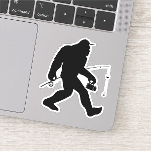 Funny Fishing Sasquatch Sticker Decal