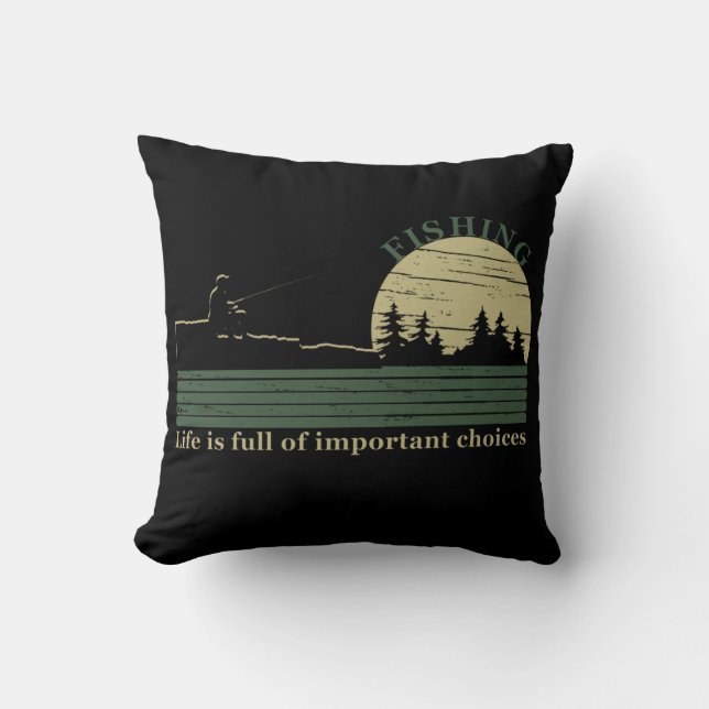 Funny fishing saying cushion (Front)