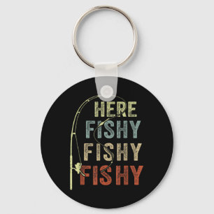 Funny Fishing-shirt Here-fishy B Dad Women Kids To Key Ring