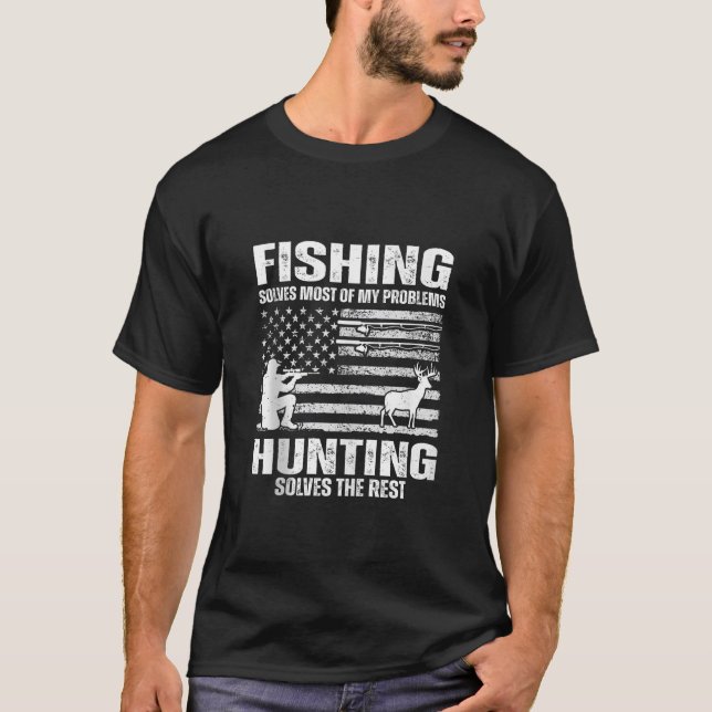 Funny Fishing Solves Most Of My Problems Dad Deer  T-Shirt (Front)