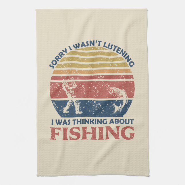 Funny fishing tea towel (Vertical)