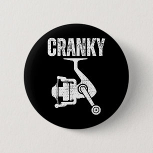 Funny Fishing Tee For Men Cranky Fishing Tee Reel  6 Cm Round Badge