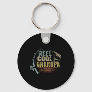 Funny Fishing Vintage Reel Cool Grandpa Key Ring