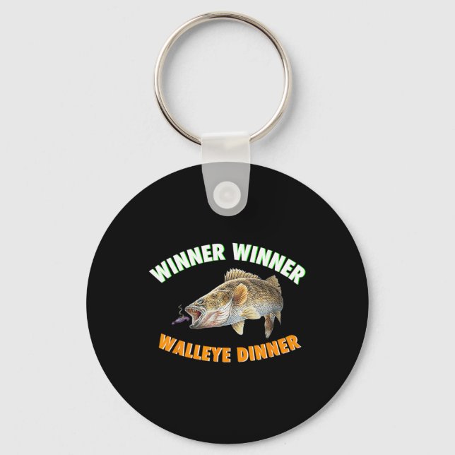 Funny Fishing Winner Winner Walleye Dinner Fish Fr Key Ring (Front)