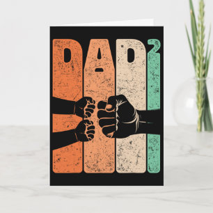 Funny Fist Bump Dad Squared Retro Father Of Two Ki Card