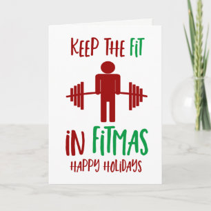 Funny Fitmas Merry Christmas Fitness Pun Holiday Card