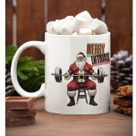 Funny Fitness Christmas Liftmas Barbell Santa Coffee Mug<br><div class="desc">Merry Liftmas - this festive gym themed Christmas shirt is a funny fitness Christmas greeting and the perfect gift for the trainer or gym partner in your life. This shirt features a super strong and fit Santa Claus lifting a barbell, totally swole. Santa Claus, the jolly and rotund figure known...</div>