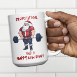 Funny Fitness Christmas Liftmas Barbell Santa Coffee Mug<br><div class="desc">Merry Liftmas and a Happy New Rear - this mug is a funny fitness Christmas greeting and the perfect gift for the trainer or gym partner in your life. This mug features a super strong and fit Santa Claus lifting a barbell, totally swole. Santa Claus, the jolly and rotund figure...</div>