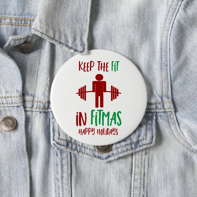 Funny Fitness Fitmas Quote Pun Christmas Holiday 10 Cm Round Badge (In Situ)