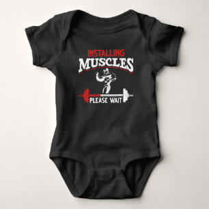 Funny Fitness Gym workout and Weightlifter Baby Bodysuit