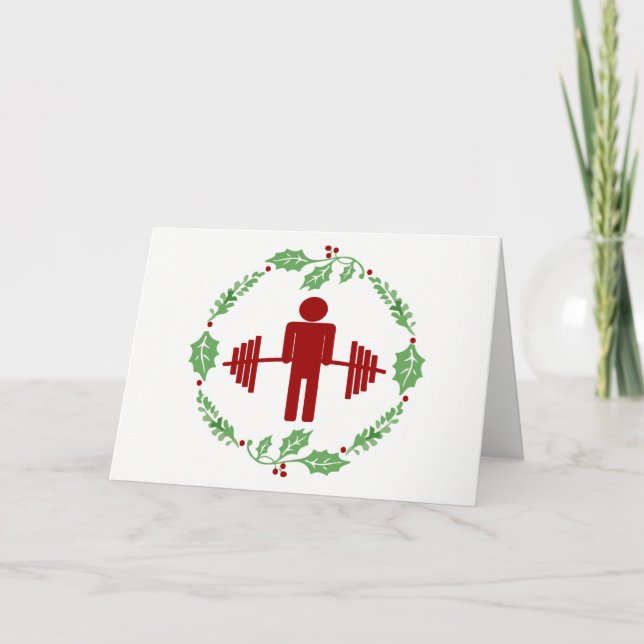 Funny Fitness Themed Christmas Card (Front)