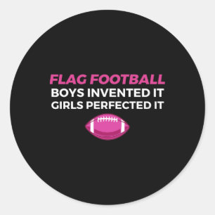 Funny Flag Football Girl 1 Classic Round Sticker