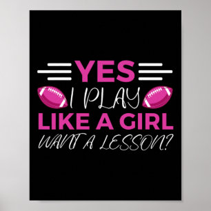 Funny Flag Football Girl  Poster