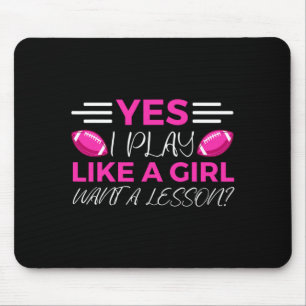 Funny Flag Football Girl T Shirt Mouse Pad