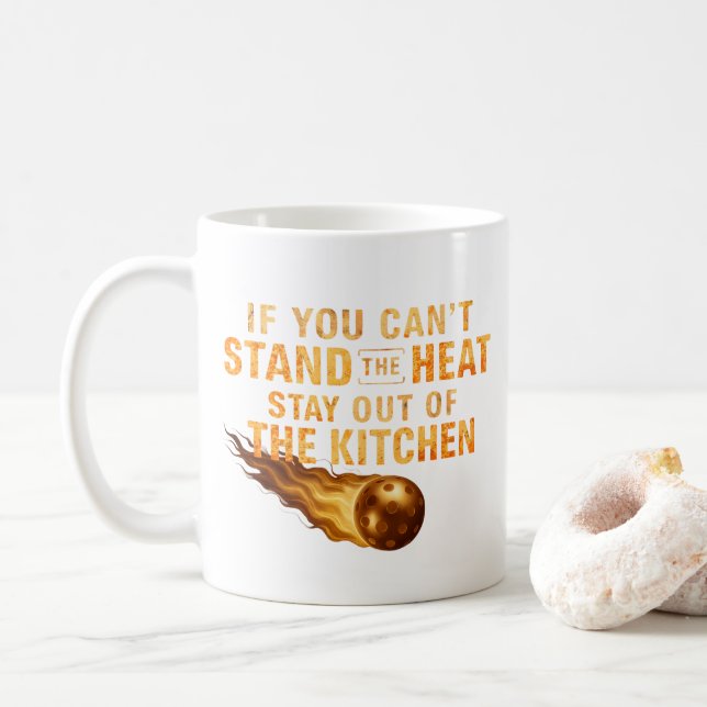 Funny Flaming Pickleball Kitchen Graphic Dink Life Coffee Mug (With Donut)