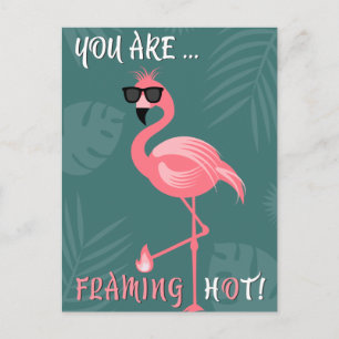 FUNNY FLAMINGO ART POSTCARD