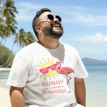 Funny Flamingo Beach Weather Forecast T-Shirt<br><div class="desc">Funny Flamingo Beach Weather Forecast T-Shirt says Sunny with a chance of flamingos. Pink flamingo standing under a sun face wearing hot pink sunglasses. Summer beach and pool wear.</div>