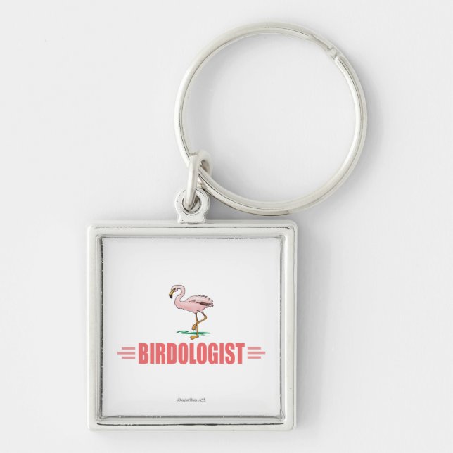 Funny Flamingo Bird Watching Key Ring (Front)