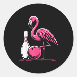 Funny Flamingo Bowling N Bowl Bowler  Classic Round Sticker