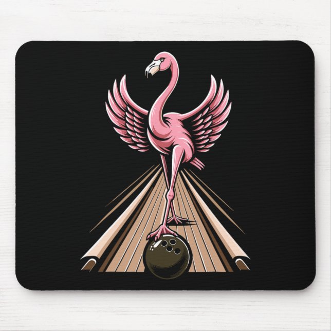 Funny Flamingo Bowling Player Bowler Bowl Sports  Mouse Pad (Front)