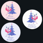 Funny Flamingo Christmas Greetings<br><div class="desc">Funny Flamingo Christmas Greetings, set of 3 colours custom Christmas gift package labels. Pastel pink, baby blue and white. Whether you live in Florida or are just wild about flamingos, these custom labels are a great idea for sharing holiday cheer. Use them throughout the holiday season for gift giving, or...</div>