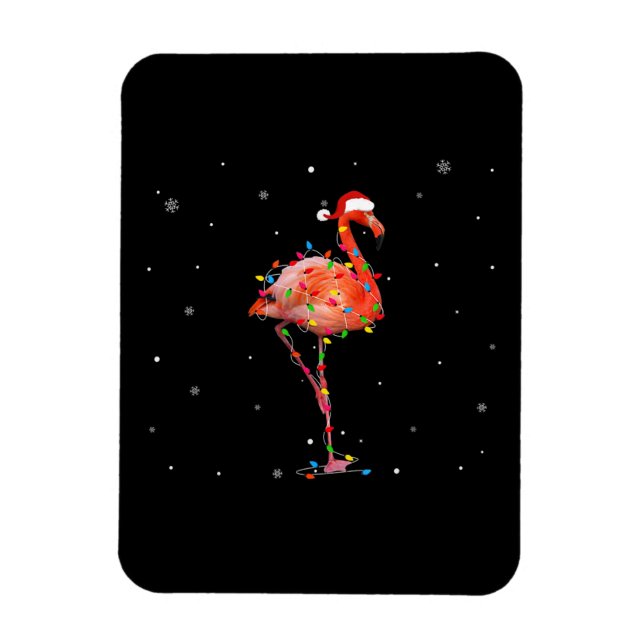 Funny Flamingo Christmas Light Apparel Cute Xmas Magnet (Vertical)