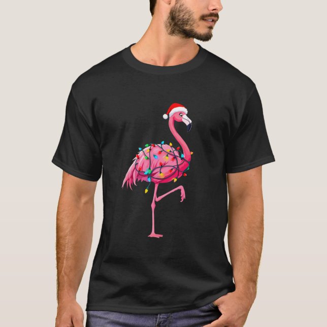 Funny Flamingo Christmas Lights Xmas Holidays New  T-Shirt (Front)