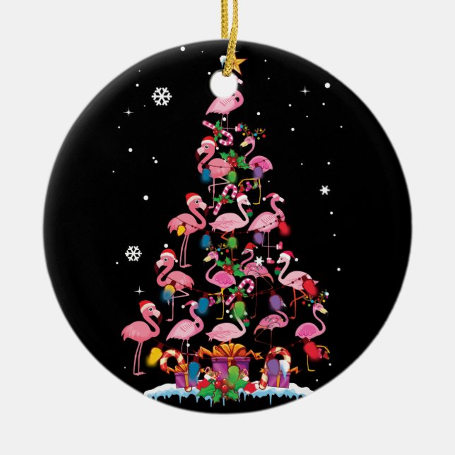 Funny Flamingo Christmas Tree Ceramic Tree Decoration (Front)