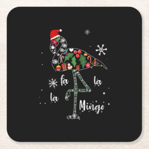 Funny Flamingo Christmas Xmas Square Paper Coaster