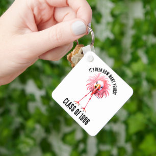 Funny Flamingo Custom School Class Reunion Key Ring