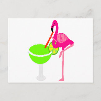 Funny Flamingo Drinking a Margarita Postcard