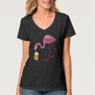 Funny Flamingo Drinking Beer Summer Beer Gag T-Shirt