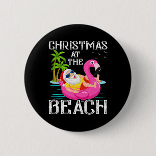 Funny Flamingo Float Santa Claus Christmas At The 6 Cm Round Badge