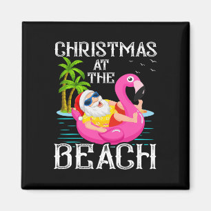 Funny Flamingo Float Santa Claus Christmas At The Magnet