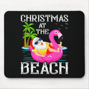 Funny Flamingo Float Santa Claus Christmas At The Mouse Pad