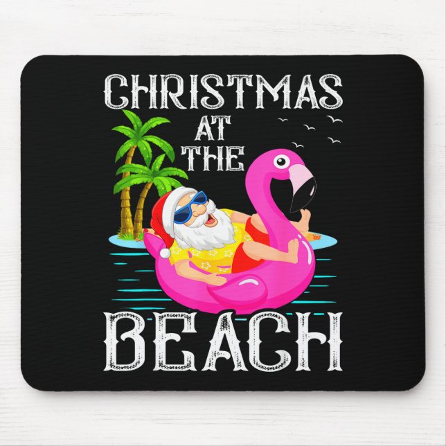 Funny Flamingo Float Santa Claus Christmas At The  Mouse Pad (Front)